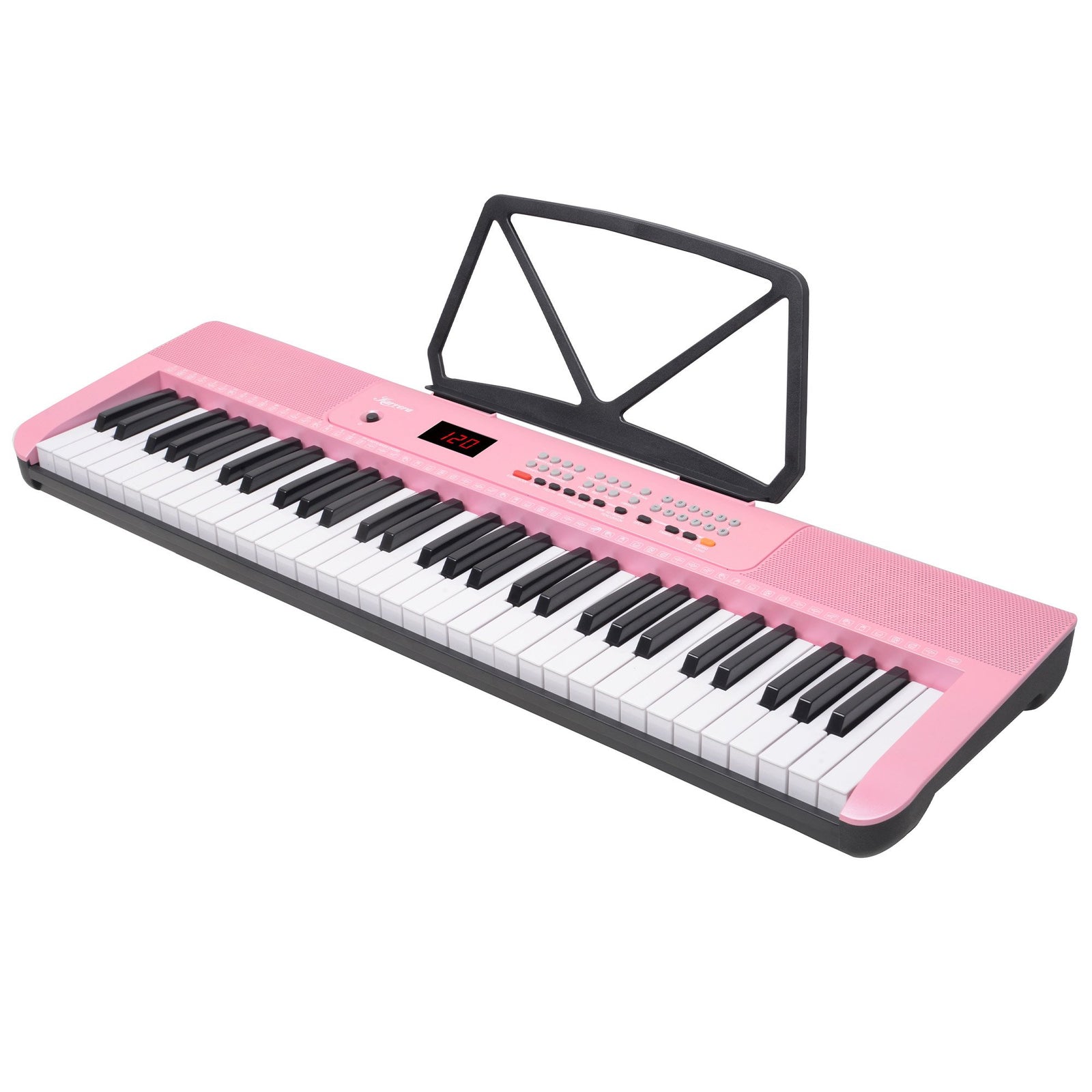 Karrera 61-Key Electronic Piano Keyboard with LED and Folding Stand in Pink CHJ-SD1