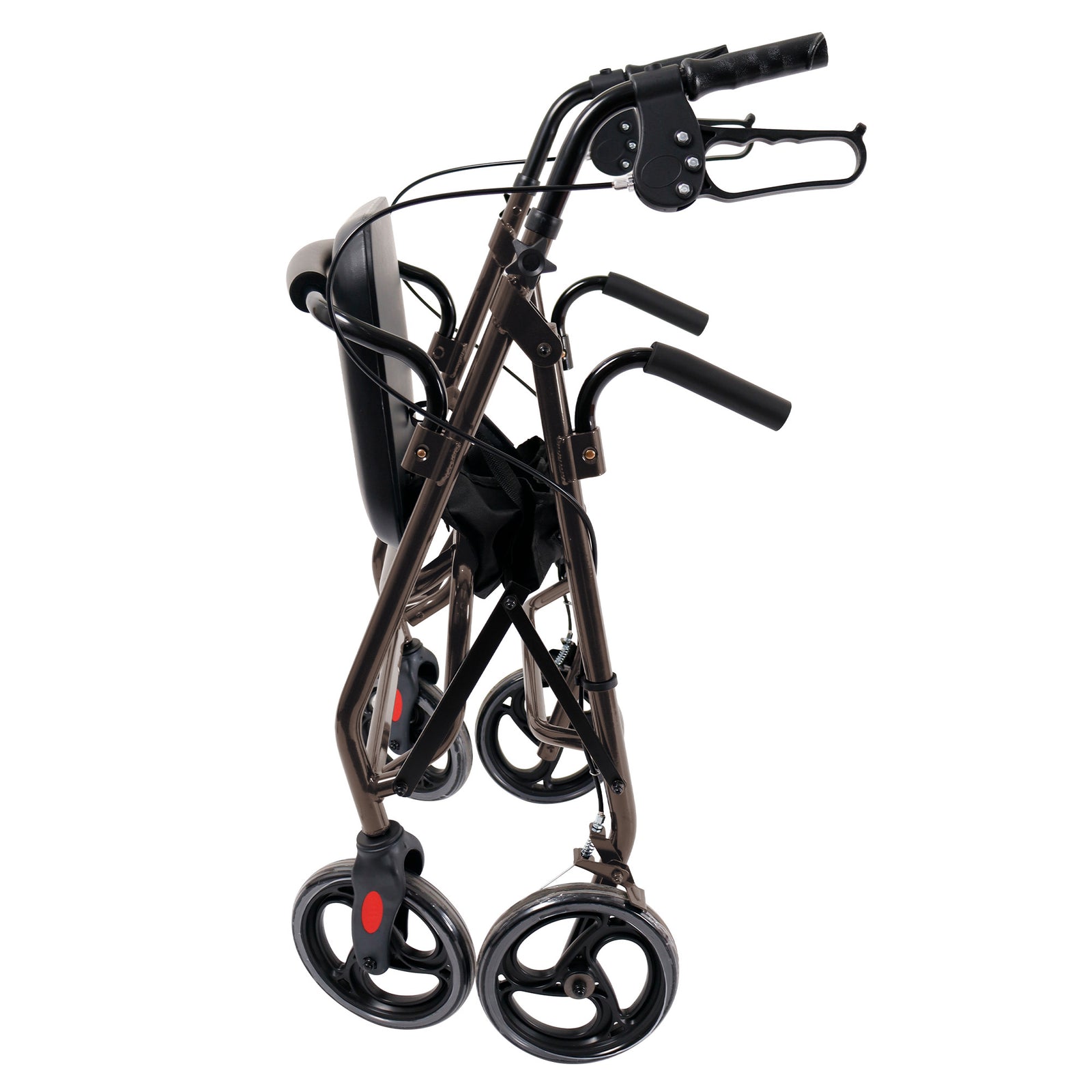 Orthonica Foldable Steel Frame Rollator Walker Lightweight Mobility Aid in Grey