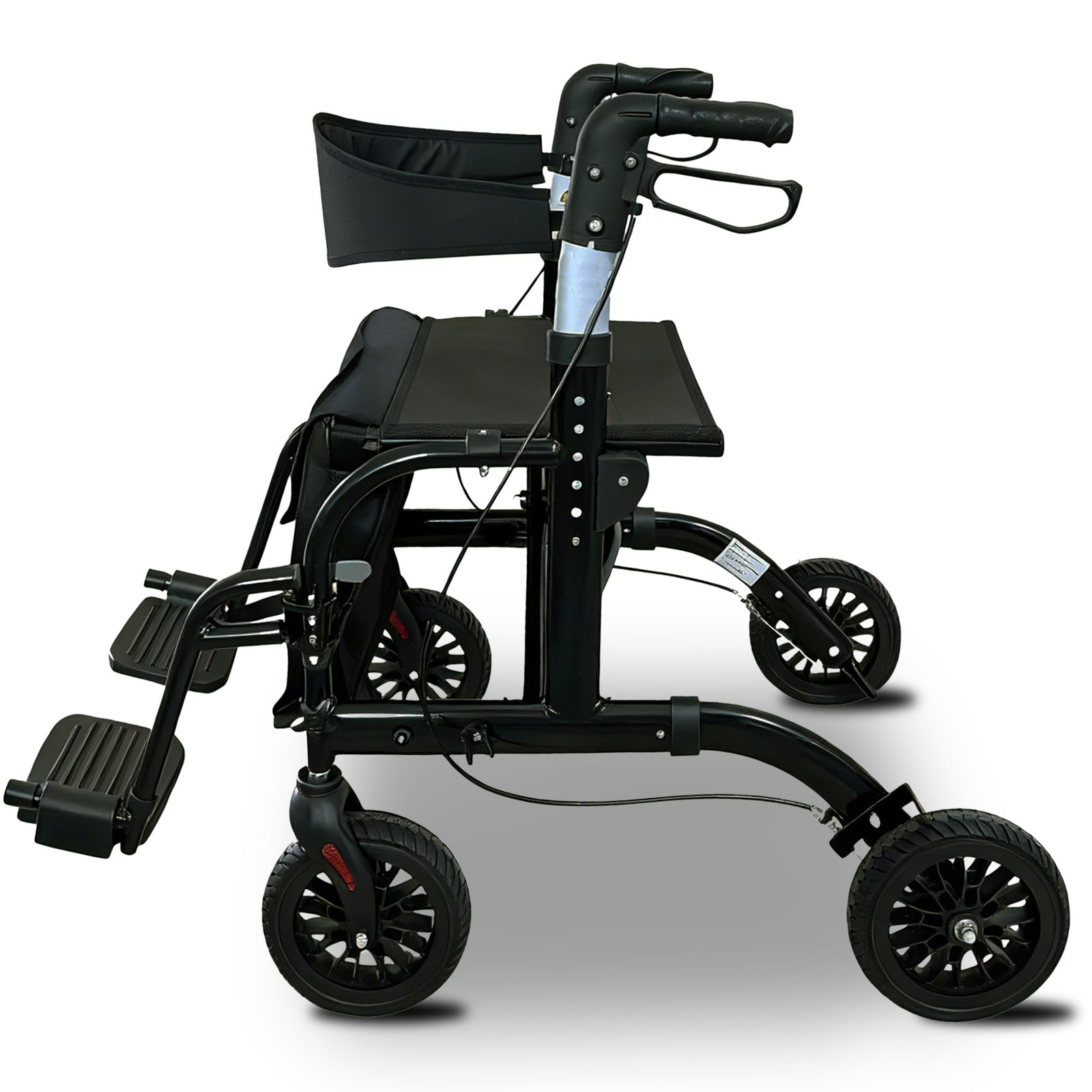 Orthonica Aluminium 2-in-1 Rollator Wheelchair with Foldable Frame – Black & Silver