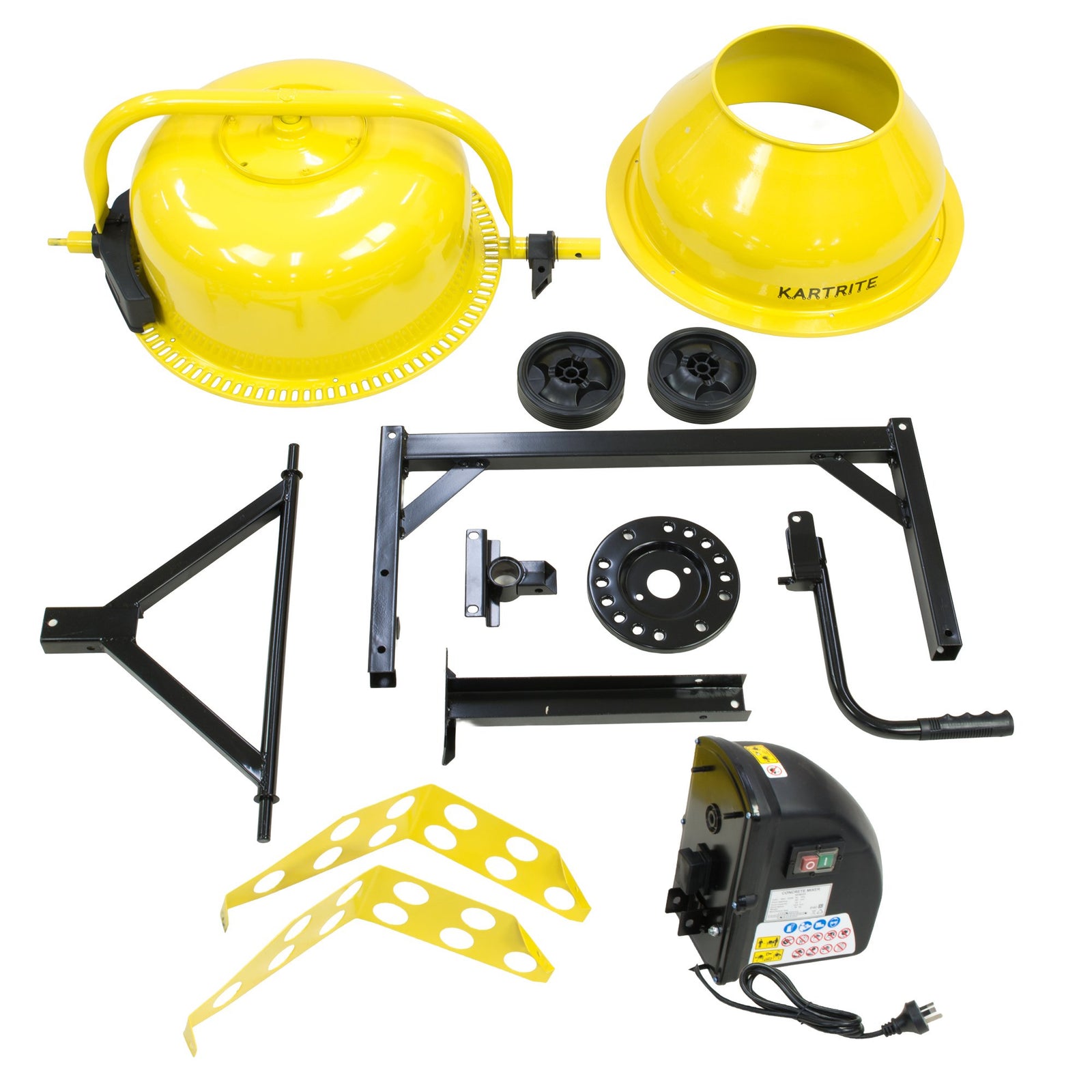 Kartrite Portable 63L Cement Concrete Mixer Dual Mix Blades & Tipper Lock 220W