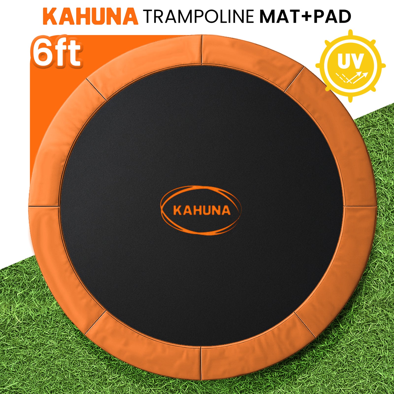 Kahuna 6ft Trampoline Replacememnt Safety Pad Cover and Spring Jumping Bounce Mat Orange