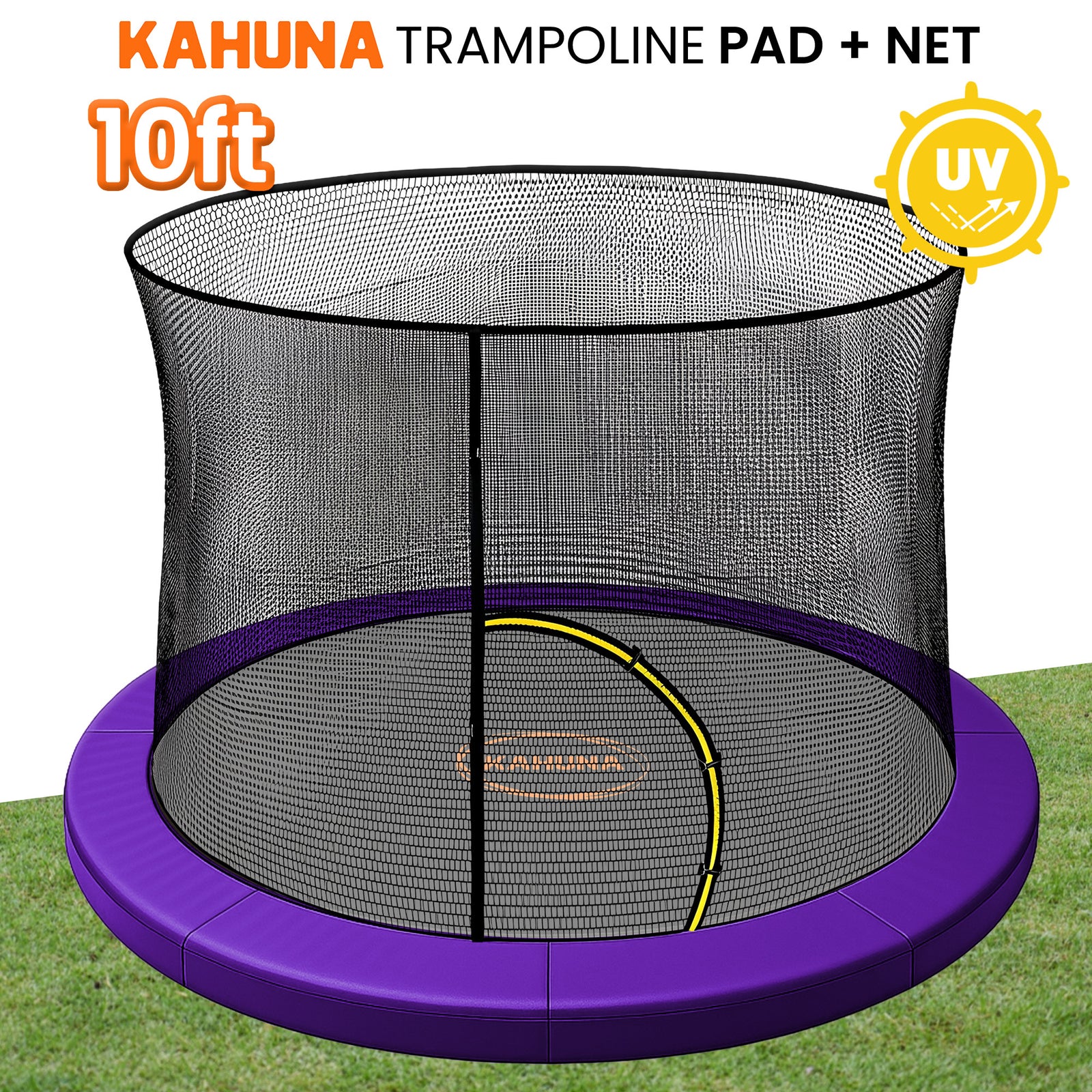 Kahuna 10ft Trampoline Pad and Net - Purple