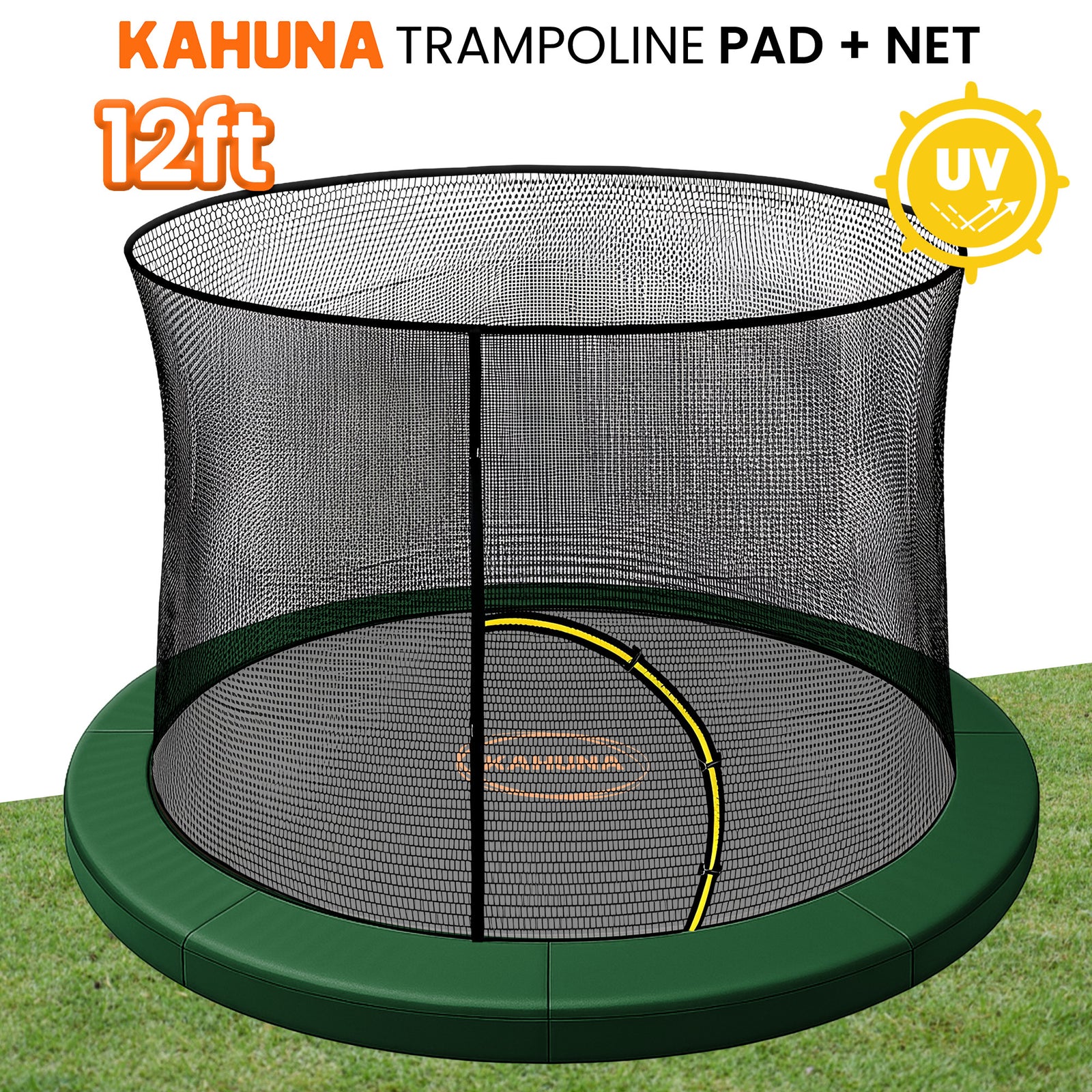 Kahuna 12ft Trampoline Pad and Net - Green
