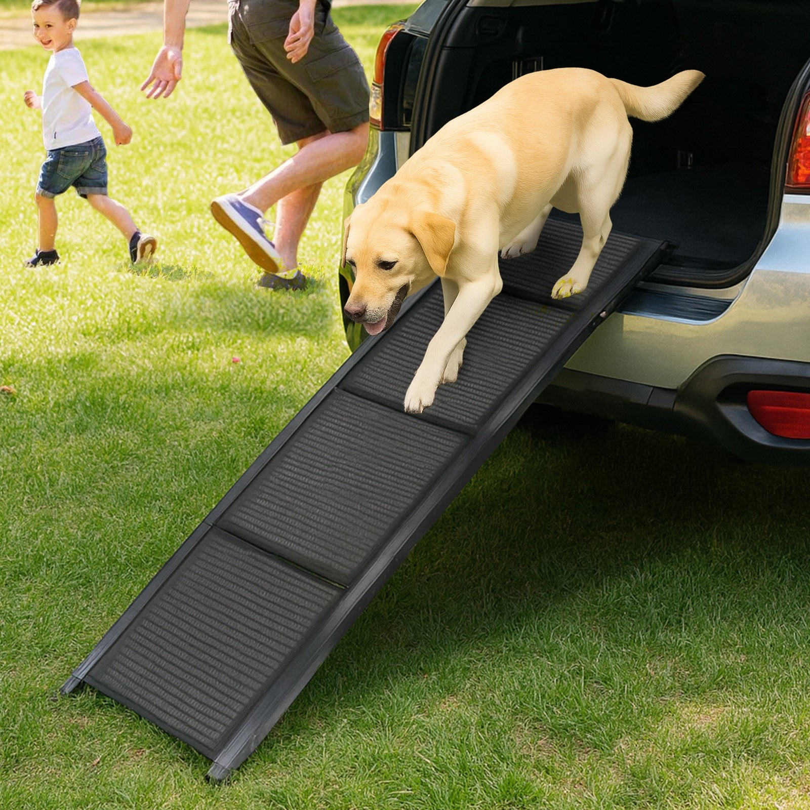 Furtastic Dog Ramp For Cars Pet Ramp For Puppy Medium Dogs Old Dogs & Cats Non-slip Felt Surface Aluminium Frame Folding Portable Safety Pet Stairs