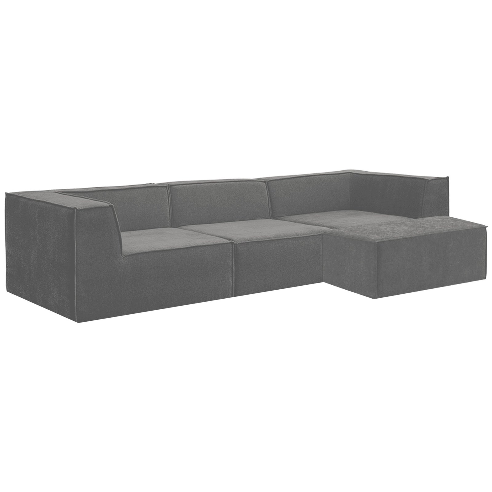 Sarantino Novi 3-Seater Modular Sofa with Ottoman in Grey Non-Slip Bottom Lounge