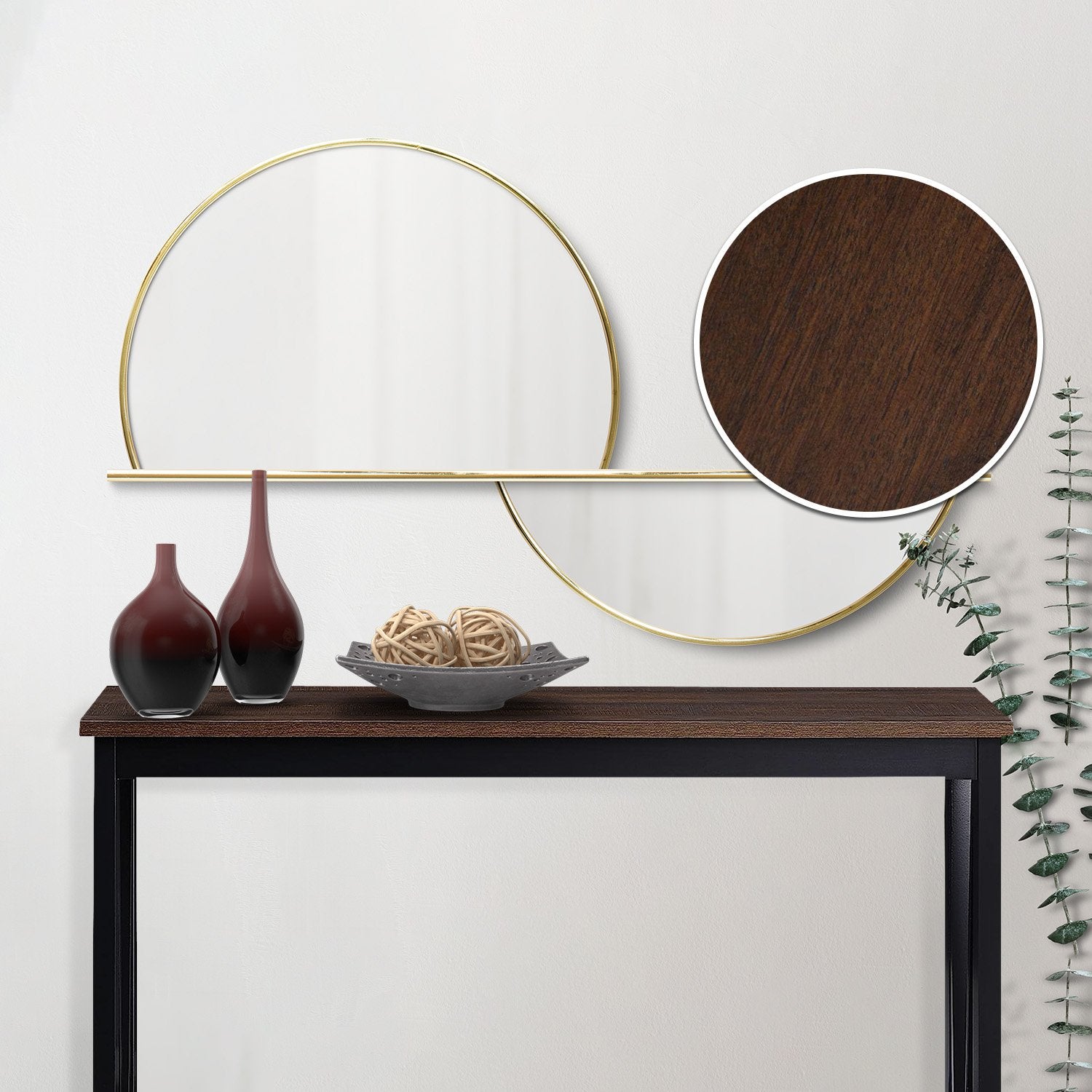Sarantino Cielo 2-Tier Console Table Dark Walnut