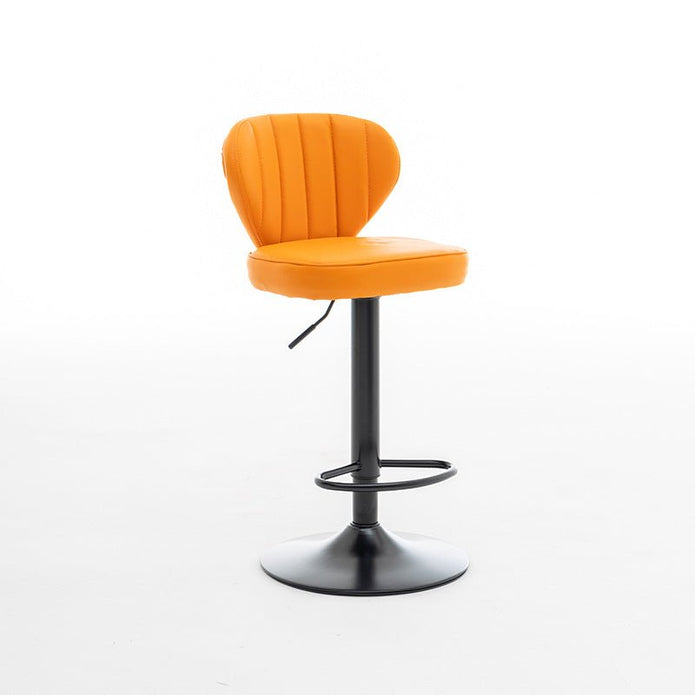 SERENITà Bar Stools Kitchen Bar Stool Leather Barstools Swivel Gas Lift Counter Chairs BS8405 Orange