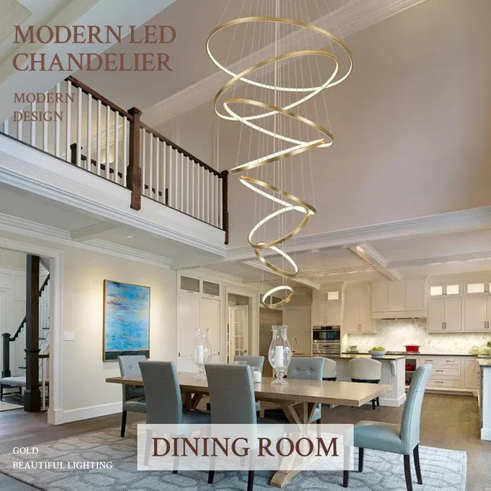 BAMDECOR A18801/8 Nordic Home Decor Dining Room Pendant lamp lights Ceiling Lamp Hanging Light (8 Rings-Gold)