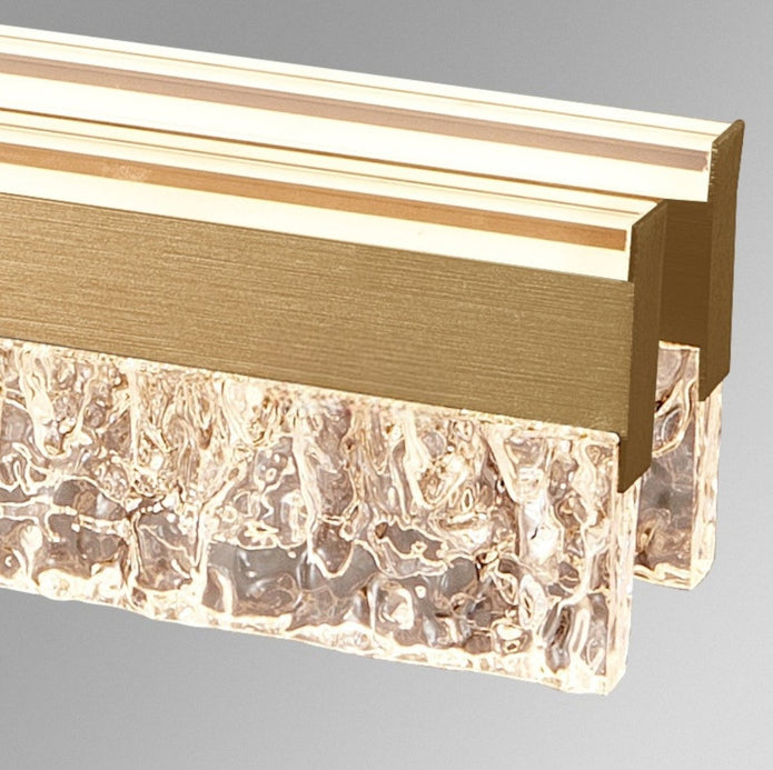 BAMDECOR A122 Nordic Long Dual Linear Dimmable Acrylic Kitchen Dining Table Pendant Light Minimalist Modern Lighting (Gold)