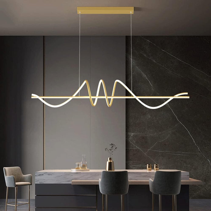 BAMDECOR A202 Modern LED Linear Pendant Lights with Dimmable LED (160cm/180cm-Gold) 1.5 Meters