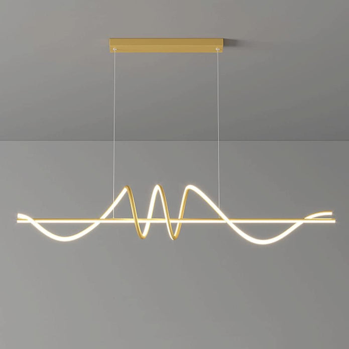 BAMDECOR A202 Modern LED Linear Pendant Lights with Dimmable LED (160cm/180cm-Gold) 1.5 Meters