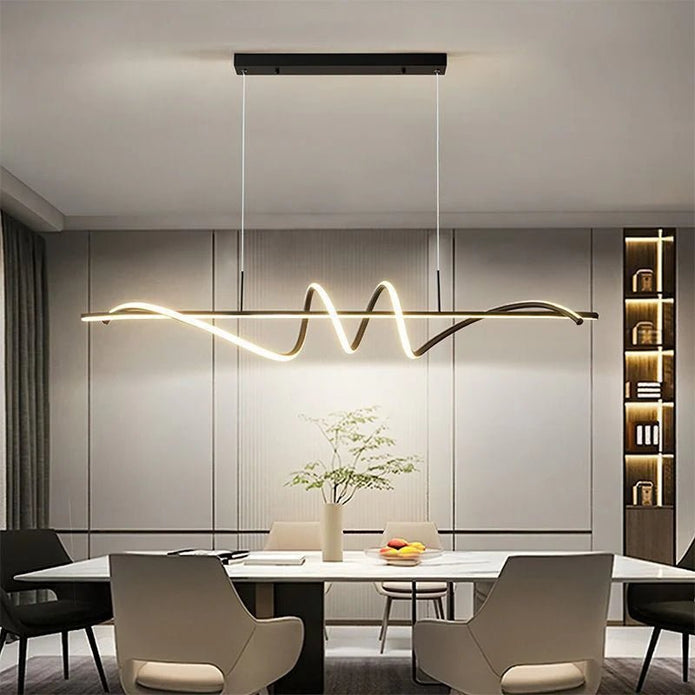 BAMDECOR A202 Modern LED Linear Pendant Lights with Dimmable LED (160cm/180cm-Black) 1.8 Meters