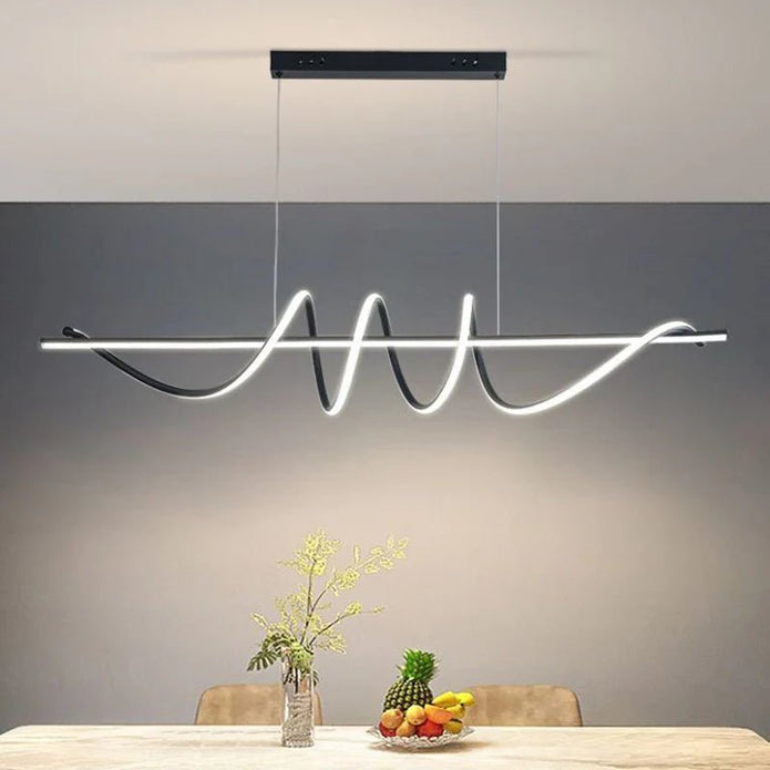 BAMDECOR A202 Modern LED Linear Pendant Lights with Dimmable LED (160cm/180cm-Black) 1.8 Meters