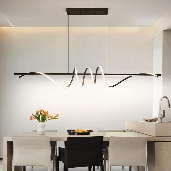 BAMDECOR A202 Modern LED Linear Pendant Lights with Dimmable LED (160cm/180cm-Black) 1.8 Meters