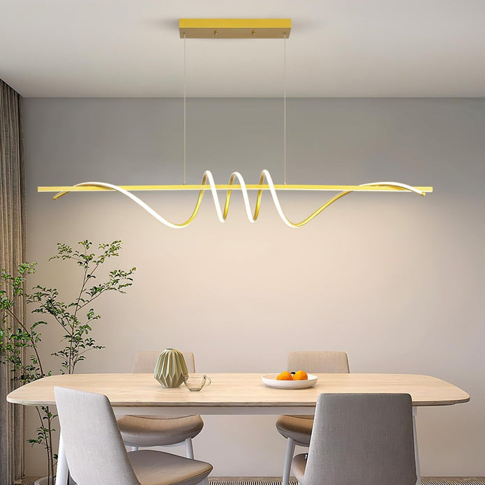 BAMDECOR A202 Modern LED Linear Pendant Lights with Dimmable LED (160cm/180cm-Gold) 1.8 Meters