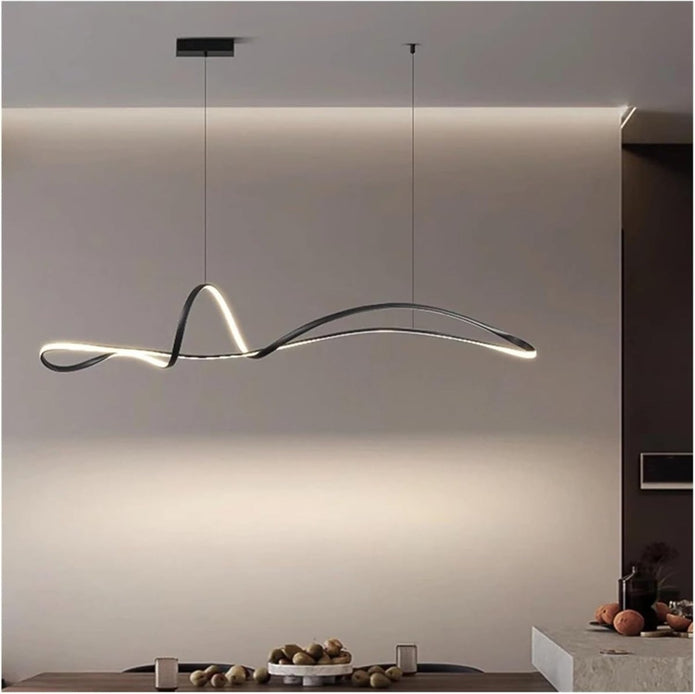 BAMDECOR A210 Modern LED Linear Pendant Lights with Dimmable LED and Adjustable Hanging Length 150cm -Black