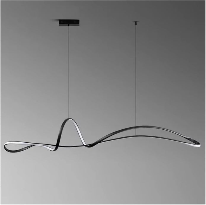 BAMDECOR A210 Modern LED Linear Pendant Lights with Dimmable LED and Adjustable Hanging Length 150cm -Black