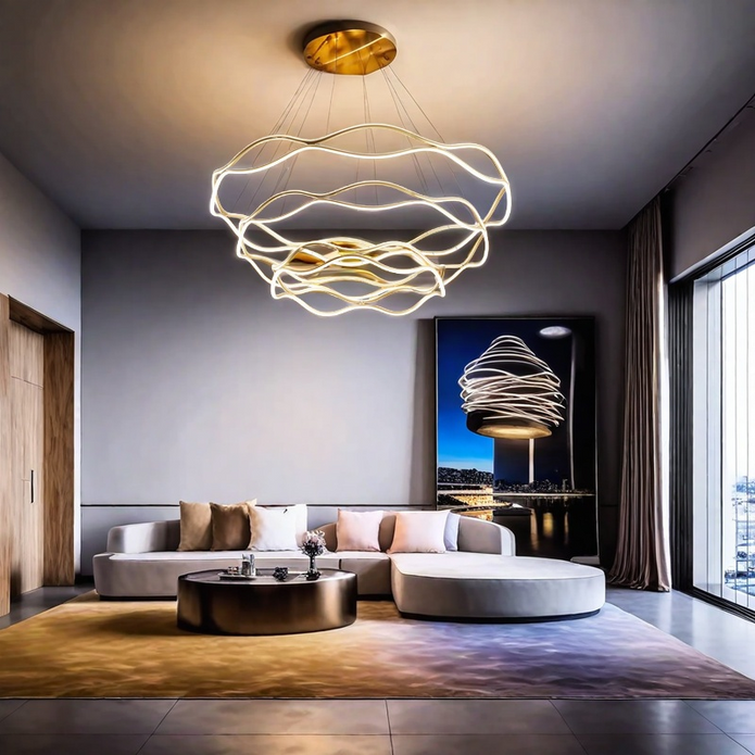 BAMDECOR A212/3 Modern Wavy Art Aluminum Light Fixture for Living Room Bedroom Indoor Decor