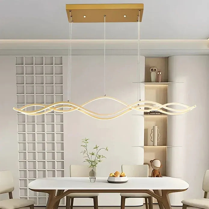 BAMDECOR A2569 1.5m Antizer Nordic Minimalist Wave Long Pendant Light (Gold)