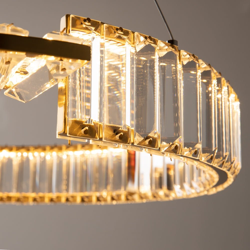 BAMDECOR C3318/1 Modern Crystal Chandeliers Lighting Fixtures Contemporary Round Chandelier Lighting Fixtures Crystal Pendant Ceiling Lights(Gold)