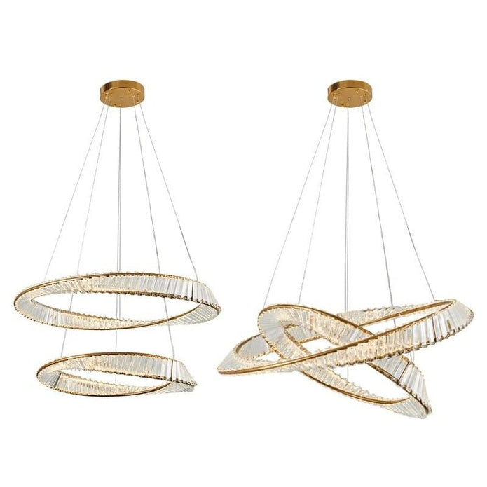 BAMDECOR C3342/2 Modern Crystal Chandeliers Lighting Fixtures Contemporary Wave Chandelier Lighting Fixtures Crystal Pendant Ceiling Lights for Living Room (Gold)