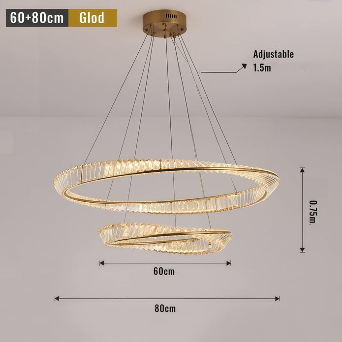 BAMDECOR C3342/2 Modern Crystal Chandeliers Lighting Fixtures Contemporary Wave Chandelier Lighting Fixtures Crystal Pendant Ceiling Lights for Living Room (Gold)