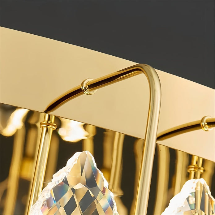 BAMDECOR C3345 Modern Luxury Crystal-leaf Chandelier LED Fashion Creativity Pendant Ceiling Lights(60cm-Gold)