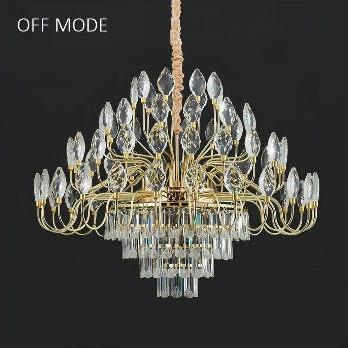 BAMDECOR C3347 Modern Luxury Crystal-leaf Chandelier LED Fashion Creativity Pendant Ceiling Lights(80cm-Gold)