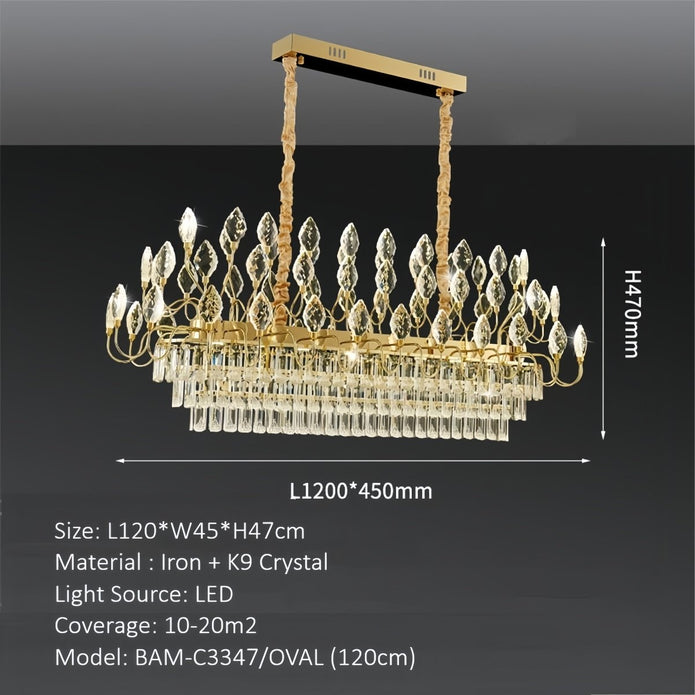 BAMDECOR C3347/OV Modern French Home Decor Luxury Crystal-leaf Chandelier LED Fashion Creativity Pendant Ceiling Lights(100cm-Gold)