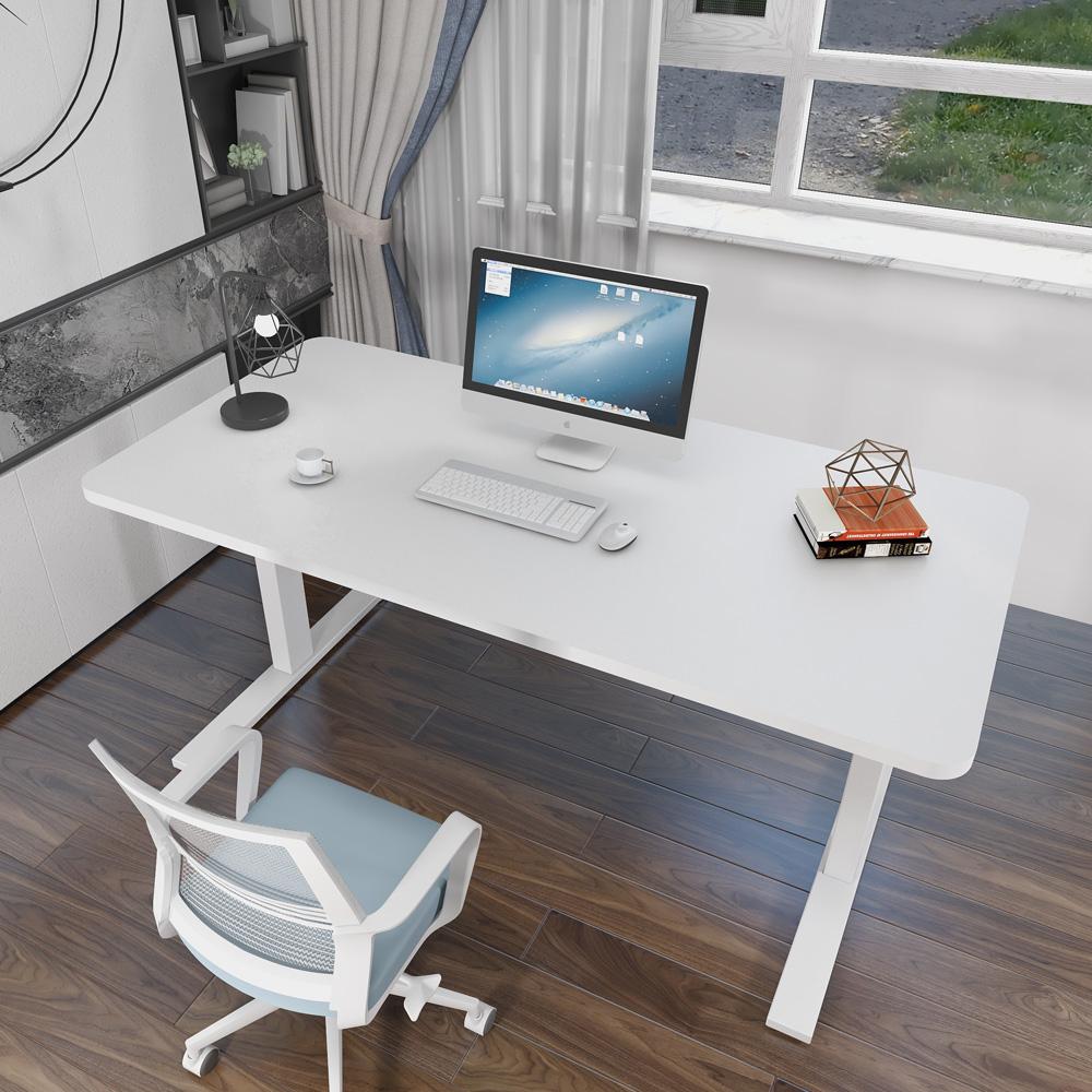 120cm Standing Desk Height Adjustable Sit White Stand Motorised Dual Motors Frame White Top