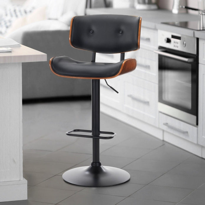 SERENITà European Wooden Black Modern Bar Stools Swivel Bar Stool Chair Counter Height Barstool with 360 Degree Swivel Seat