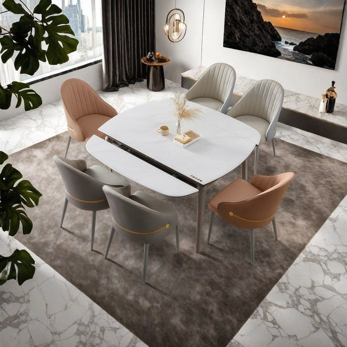 VELLUTO Dining Chairs Set Armchairs Mid Century Modern Kitchen Dining Room Chairs Faux Leather Accent Chairs Metal Vanity Lounge Chair with Back for Living Room Bedrooms Set of 2