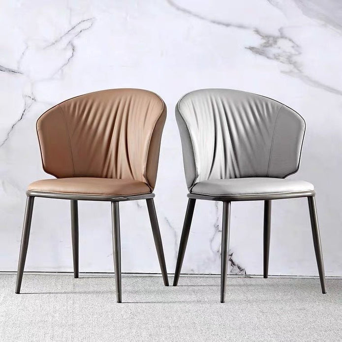 VELLUTO Modern Armless Upholstered Side Chair with Metal Legs for Kitchen & Dining Set of 2