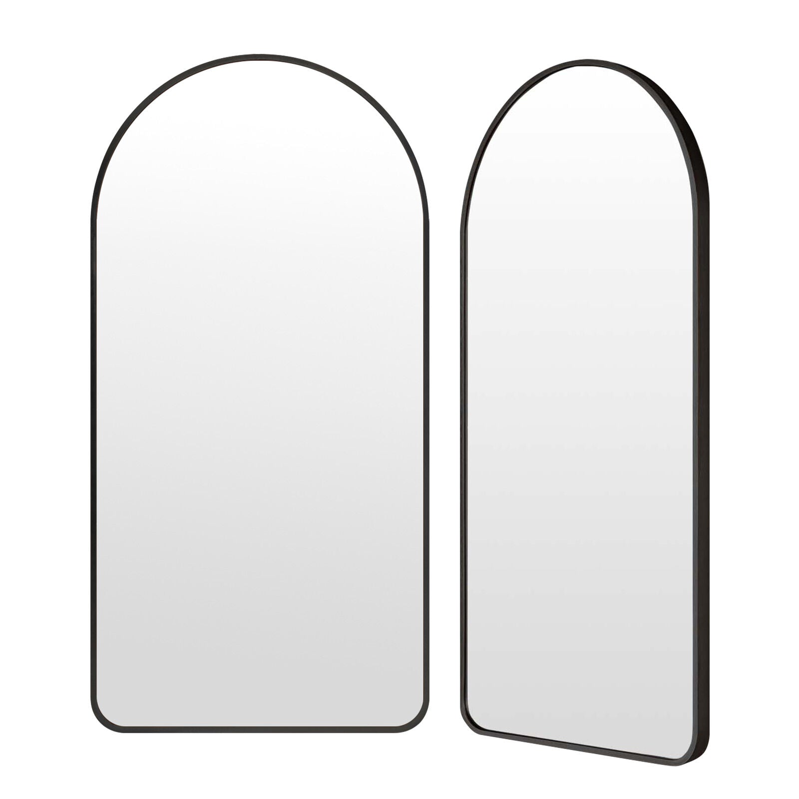 2 Set Wall Arch Mirror Arc Aluminum Frame Bathroom 50x100cm BLACK