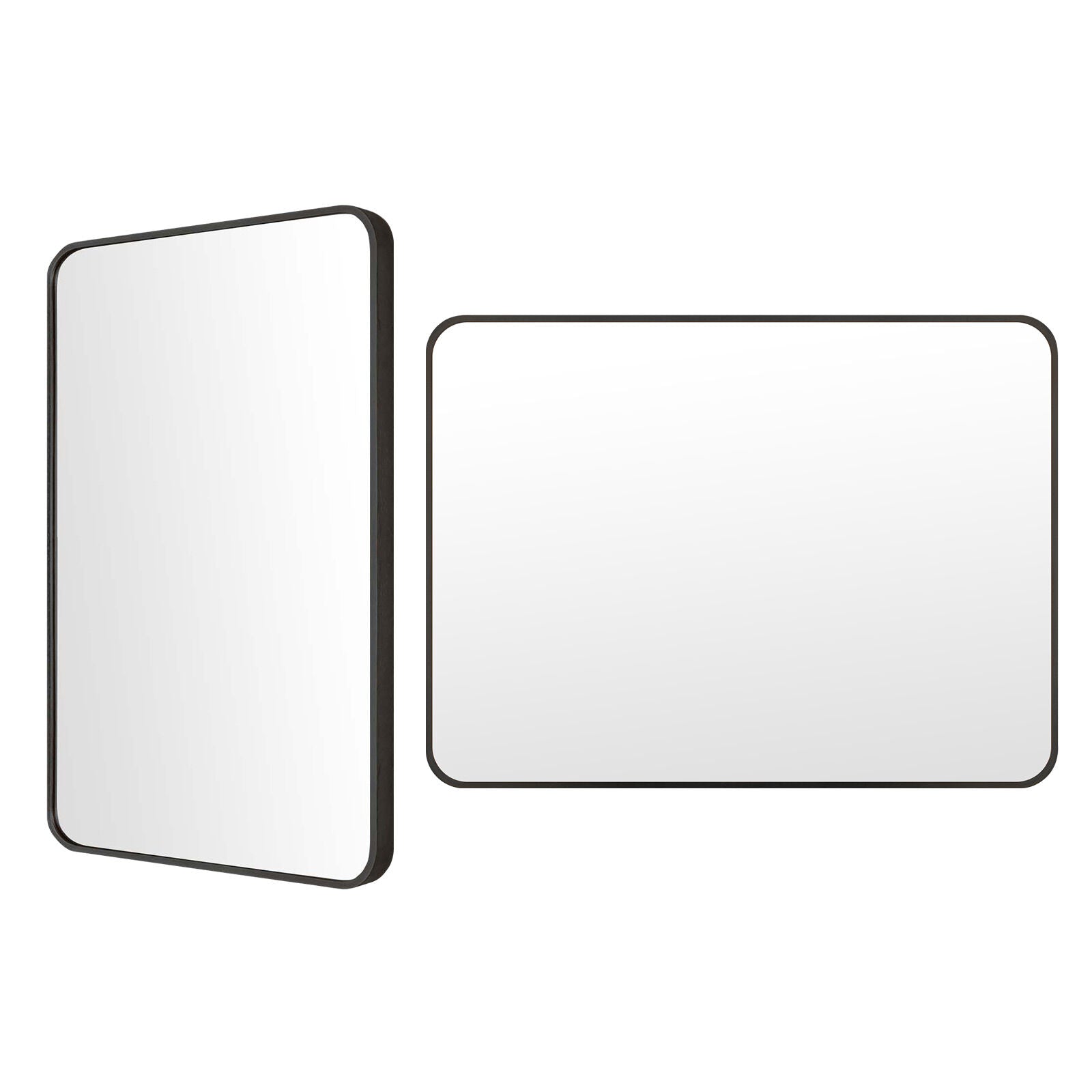 2 Set Wall Mirror Rectangular Aluminum Frame Bathroom 60x80cm BLACK