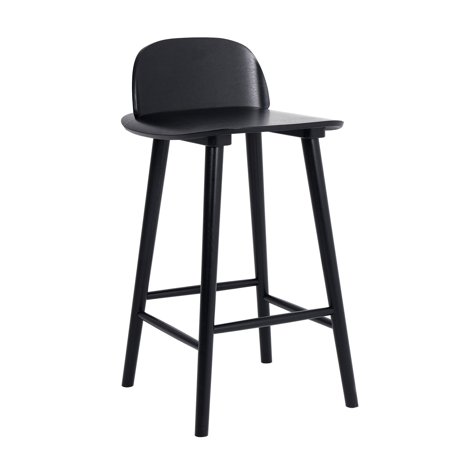 Wooden Bar Stool Dining Chair Ash Wood ELISE 65cm BLACK