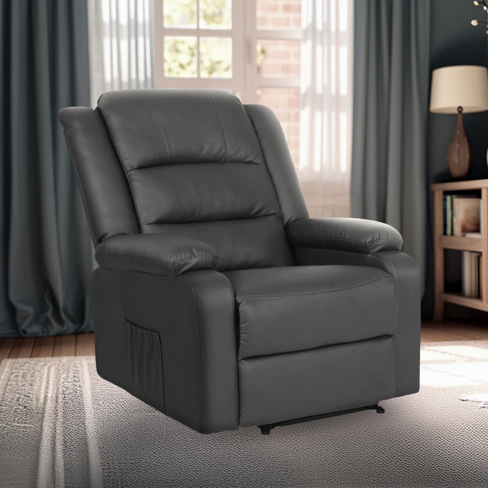 Home Recliner Chair - PU Leather Sofa Lounge Armchair MARLO GREY