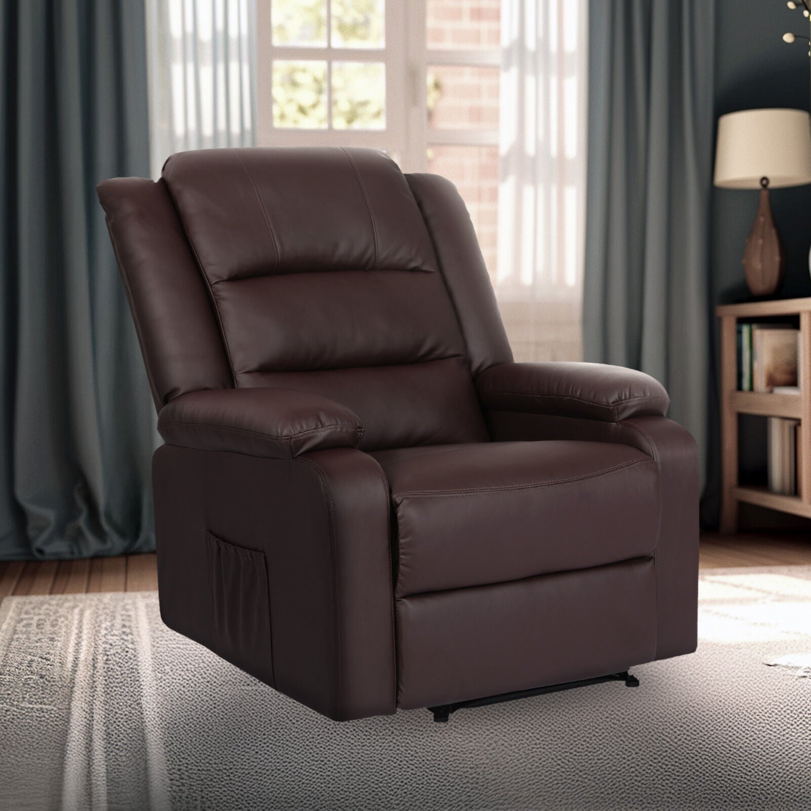 Home Recliner Chair - PU Leather Sofa Lounge Armchair MARLO BROWN