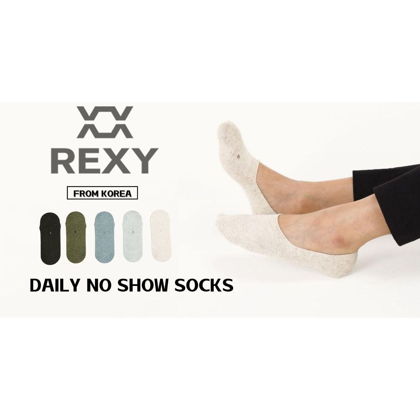 15X Rexy Daily No Show Ankle Socks Medium Non-Slip Breathable MULTI COLOUR