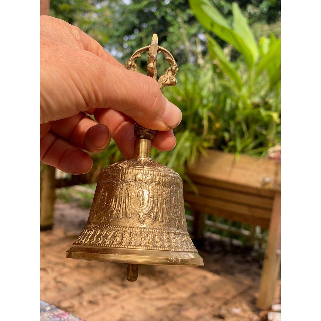 Brass Bell 6 inch Buddhist Nepal Tibetan Prayer Bell Meditation Stress Relief or Sound Therapy