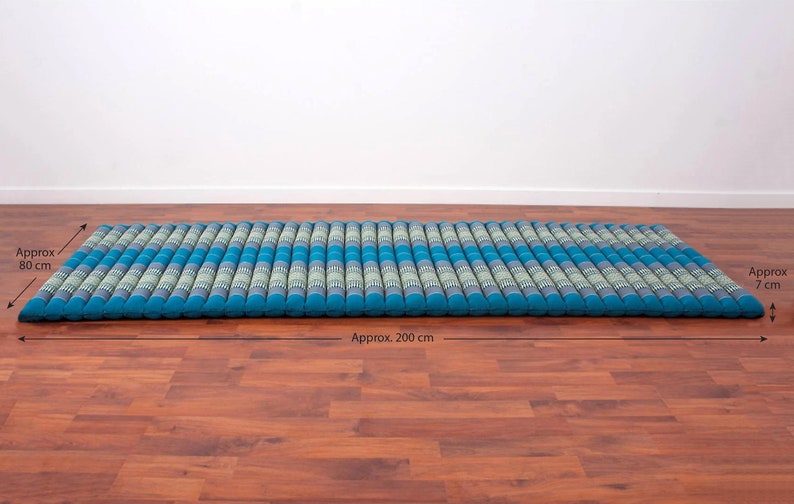 Day bed Roll Out Mattress XL Large Foldout Mat relaxation day bed camping or Yoga Matt Natural Kapok Filled BLUE 120x200
