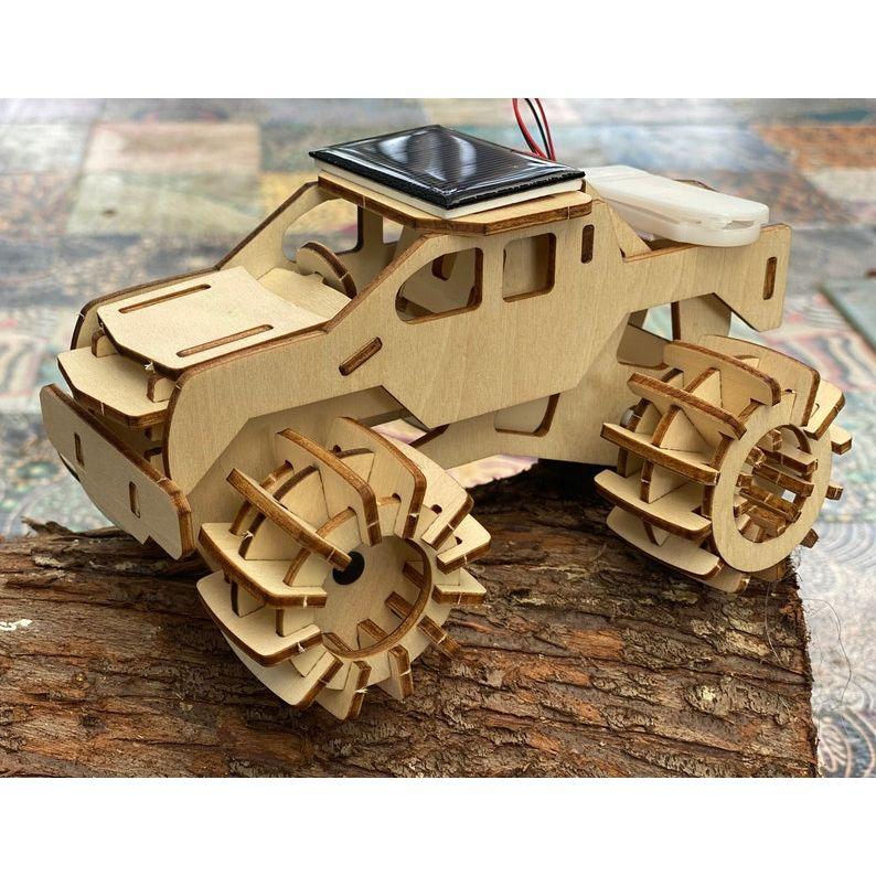 Model car 3D Ply Wood puzzle- Build and Paint your own 4 x 4 Truck Car craft kit with MOTOR (solar or battery)