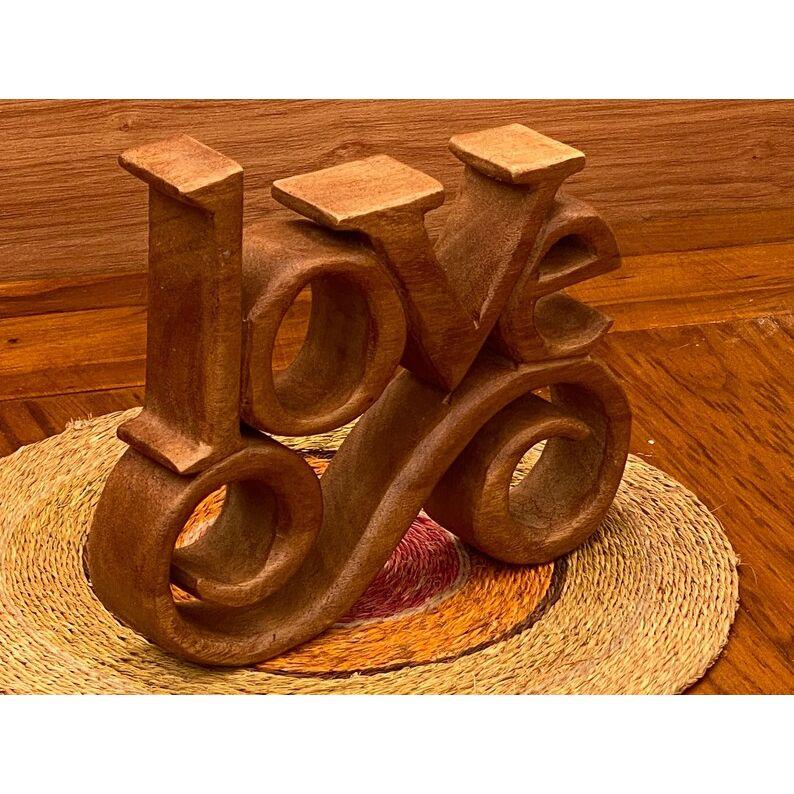 Mothers day gift Wooden carved LOVE words decoration 27 cm long