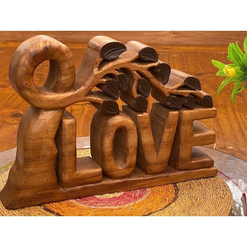 Mothers day gift Wooden carved LOVE words decoration 33 cm long