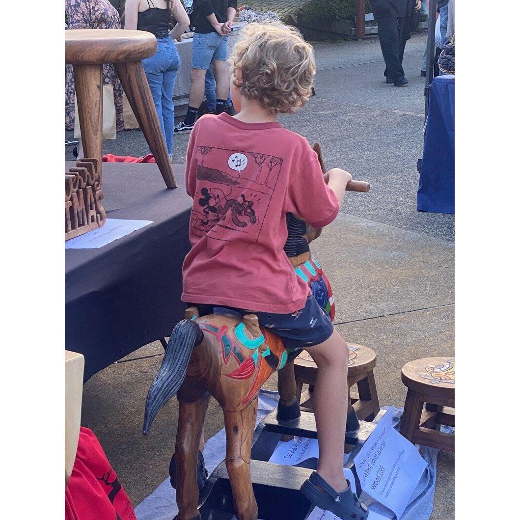 Rocking horse handmade solid wood-beautiful hand painted detail-very unique