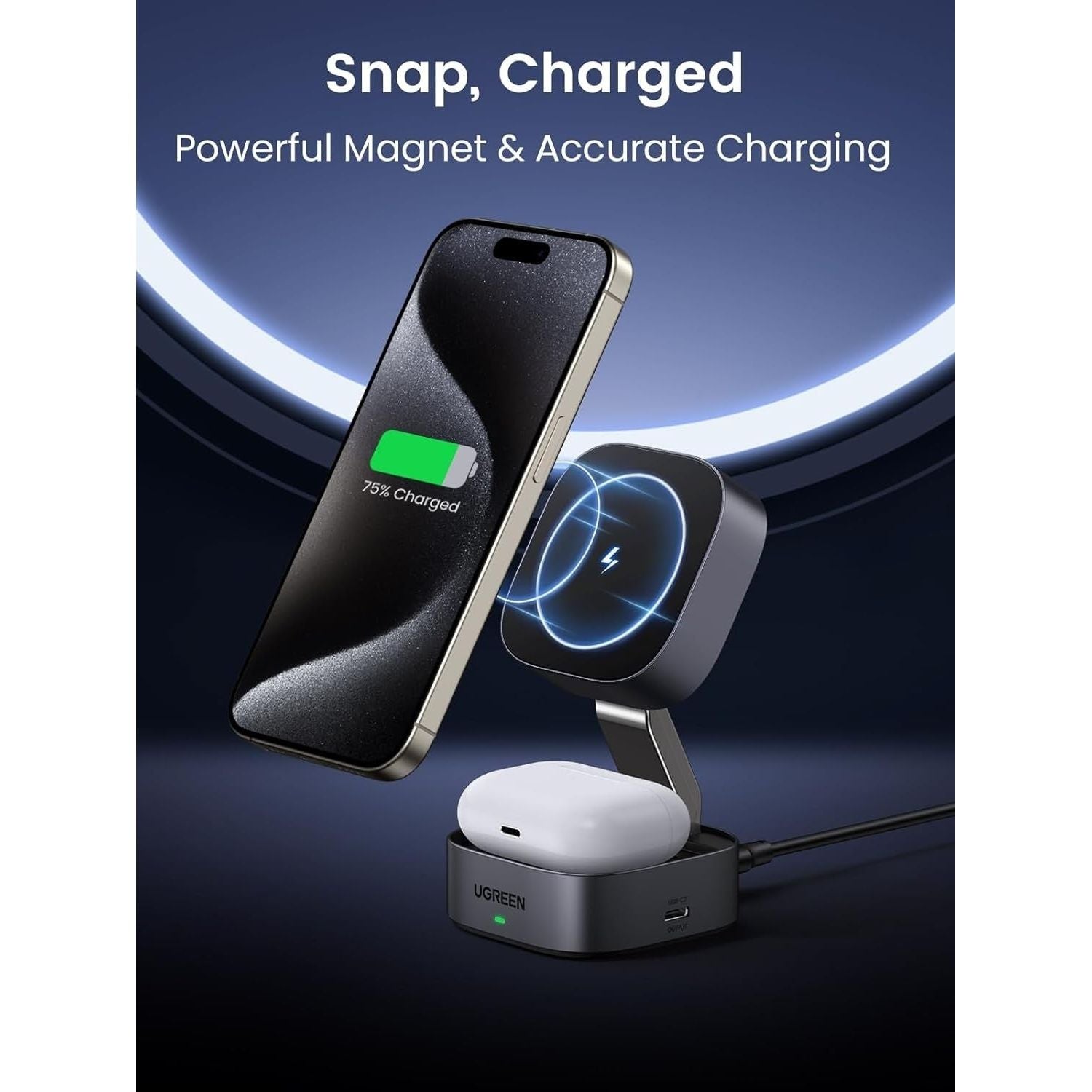 UGREEN 35278 2-in-1 Magsafe Wireless Charger with Stand