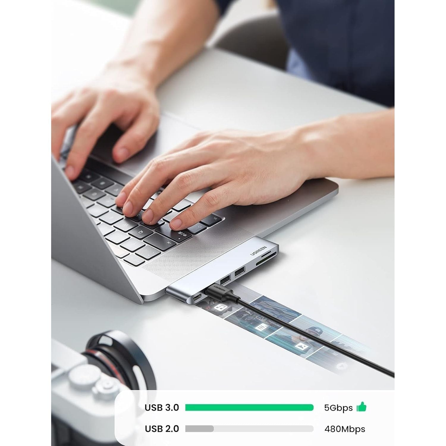UGREEN 60560 USB-C Hub for MacBook Aluminum Type-C Adapter with 3 USB 3.0 100W