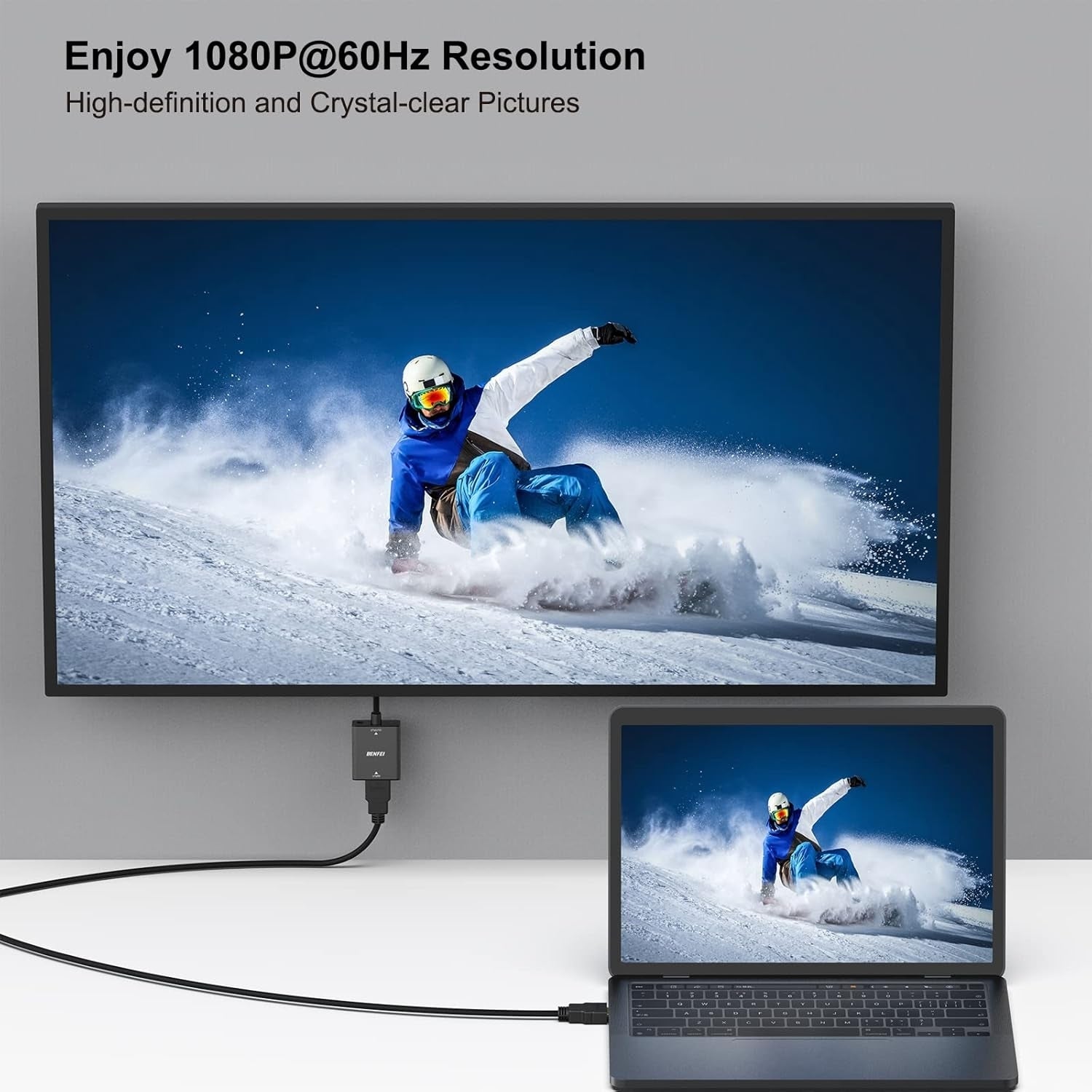 BENFEI HDMI to VGA, Uni-Directional HDMI Computer to VGA Monitor Adapter (Female to Male) with 3.5mm Audio Jack