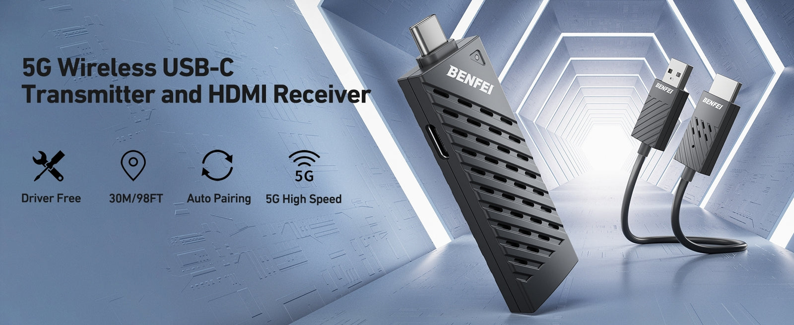 BENFEI 374BK Wireless HDMI Transmitter and Receiver (30M) 1920 x 1080P@60Hz