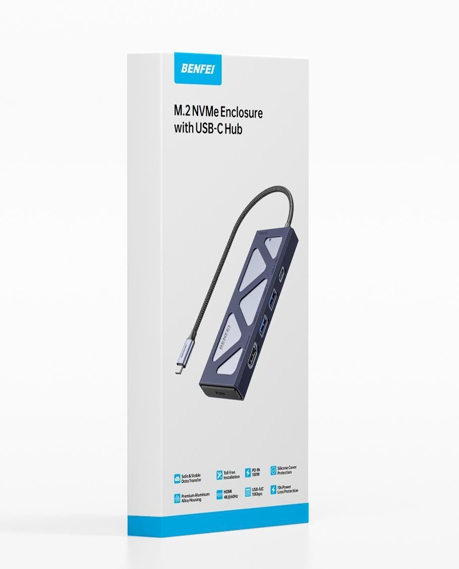 BENFEI 000389GY M.2 NVMe Enclosure with USB-C Hub